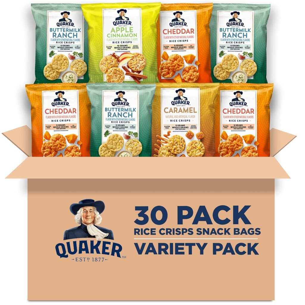 Rice Crisps, 4 Flavor Sweet and Savory Variety Mix, Single Serve, 30 Ct