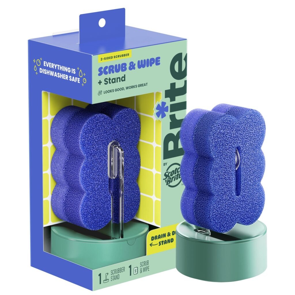 Brite by Scotch-Brite Scrub & Wipe with Drain + Dry Stand