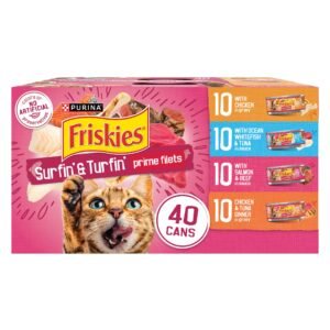 Friskies Purina Friskies Gravy Wet Cat Food Variety Pack, Surfin’ and Turfin’ Prime Filets Favorites - 5.5 oz | Pack of 40
