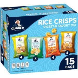 Quaker Rice Crisps, 4 Flavor Sweet and Savory Variety Mix, 15 Ct