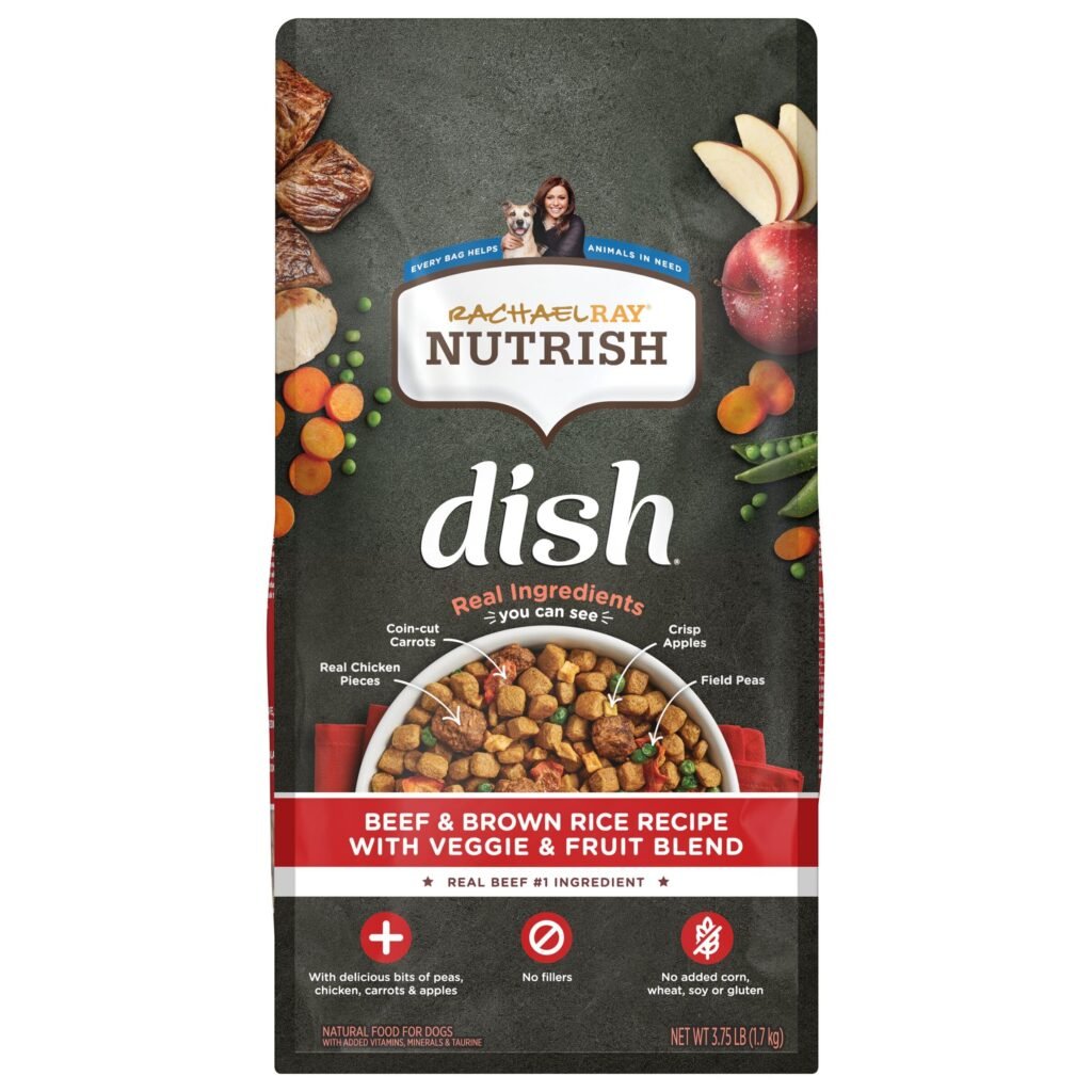 Rachael Ray Nutrish Dish Natural Dry Dog Food Beef & Brown Rice Recipe with Veggies Fruit & Chicken - 3.75 Pounds