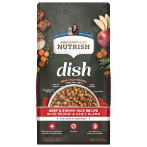 Rachael Ray Nutrish Dish Natural Dry Dog Food Beef & Brown Rice Recipe with Veggies Fruit & Chicken - 3.75 Pounds
