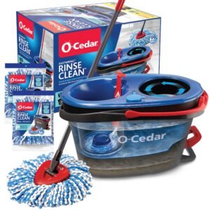 O-Cedar RinseClean Spin Mop & Bucket System + 2 Extra Mop Heads