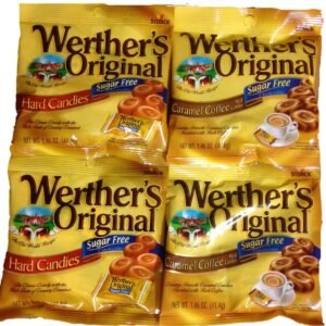 Werther's Original Sugar Free Hard Candies Bundle - Hard Candy & Caramel Coffee Flavored, Parties, or Snacks - Pack of 4 Bags