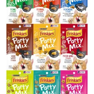 Friskies Party Mix Crunch Variety Pack 9 Flavors - Wild West Morning Munch Mixed Grill Picnic