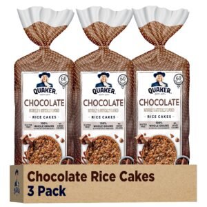 Quaker Large Rice Cakes, Chocolate, Whole Grain, 7.23 oz Bags, 3 Pack