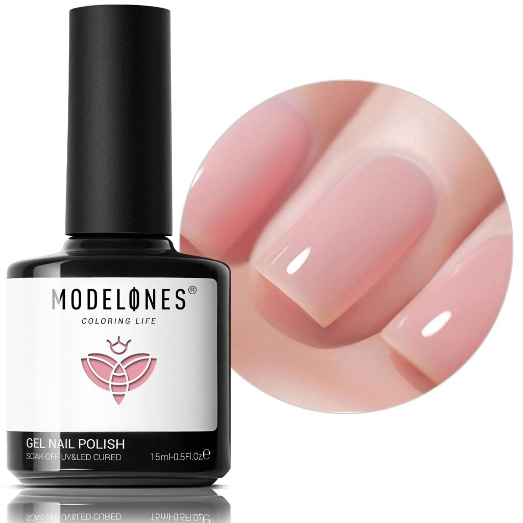 modelones Pink Gel Nail Polish Jelly Nude Pink Gel Polish French Tip Base Colors Translucent Soak…