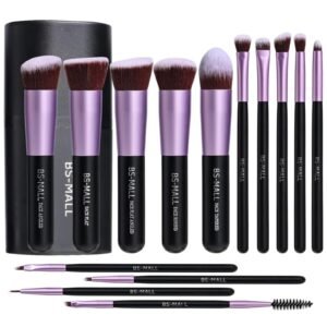 BS-MALL Makeup Brushes Premium Synthetic Foundation Powder Concealers Eye Shadows 14 Pcs Purple for…