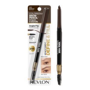 Revlon ColorStay Eyebrow Pencil with Spoolie Brush - 220 Dark Brown, 0.021 oz