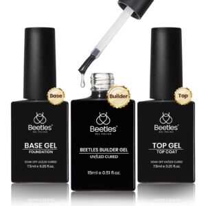 Beetles Builder Gel with Base & Top Coat - 3 Pcs Clear Gel